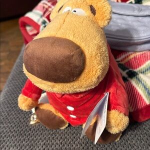 Cozy Red and Brown Stuffed Bear Toy